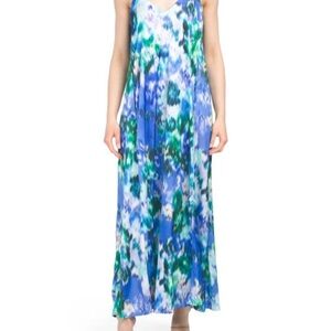 Nicole Miller Blue and Green Maxi Dress, New